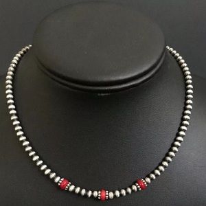 Sterling silver with Coral Bead Necklace choker